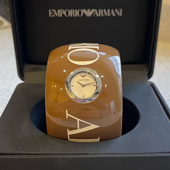 Emporio Armani SS Bangle Womens Wristwatch 24 MM - Picture 1 of 9